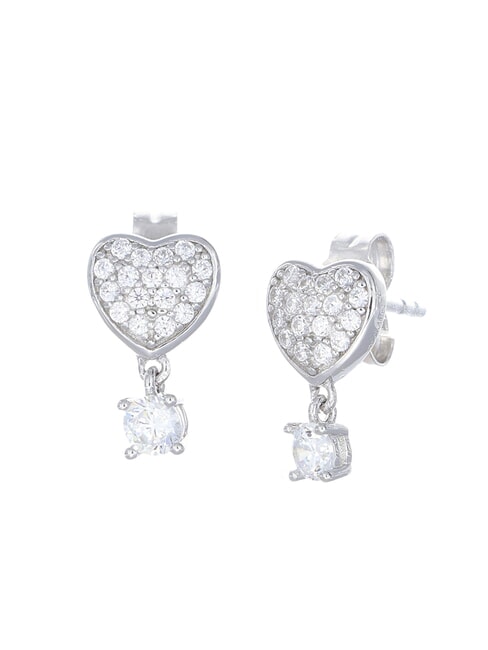 AMEN COCCOLE LUXURY Heart earrings with pendant rhodium - Earrings