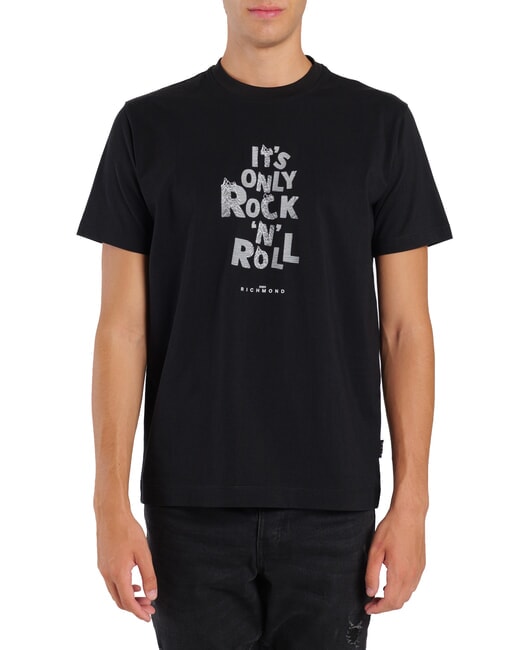 JOHN RICHMOND SPARTACO Cotton T-shirt with print black - T-shirt