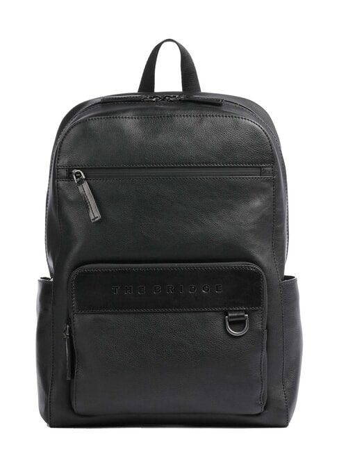 THE BRIDGE DAMIANO Leather backpack for 14" laptop black / dark matte ruthenium - Laptop backpacks