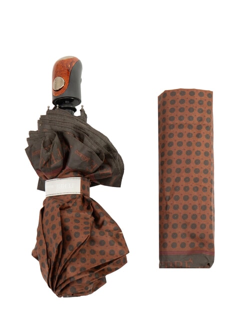 FERRÈ MINI Windproof Folding Umbrella brown tie 01 - Umbrellas