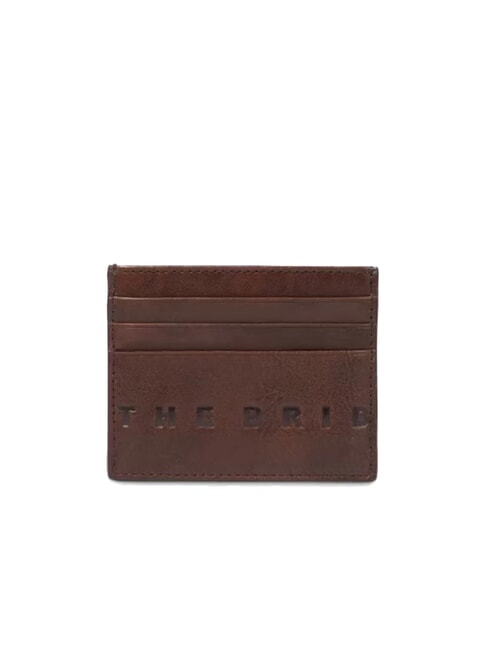 THE BRIDGE ALBERTO Flat leather card holder with logo sweet chestnut ruthenium dk - Men’s Wallets
