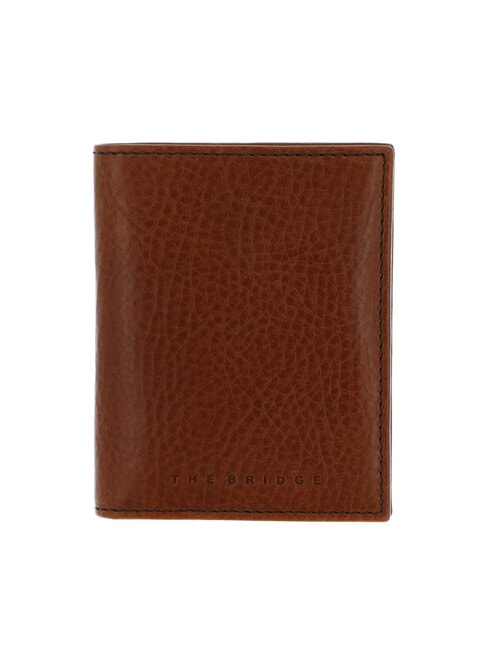 THE BRIDGE ETTORE Vertical leather card holder Brown / Ruthenium - Men’s Wallets