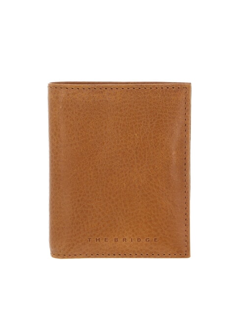 THE BRIDGE ETTORE Vertical leather card holder curry abb dark ruthenium - Men’s Wallets