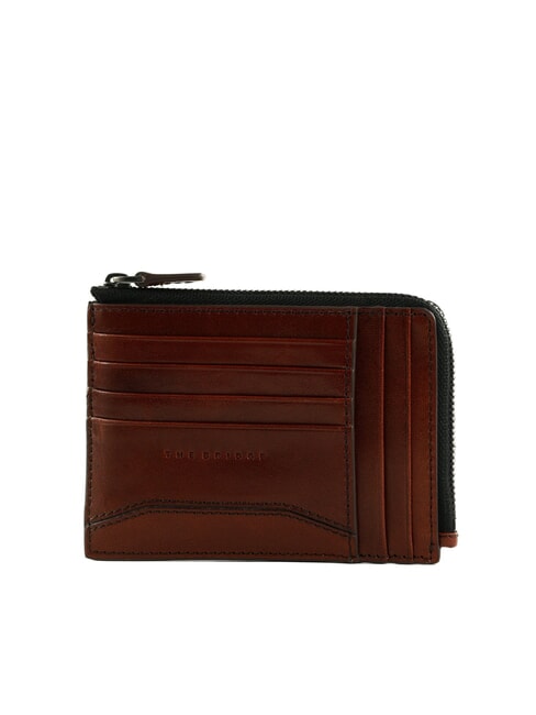 THE BRIDGE FILIPPO Leather card holder with zip Brown / Ruthenium - Men’s Wallets