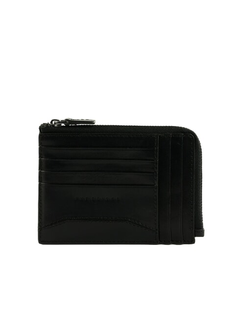 THE BRIDGE FILIPPO Leather card holder with zip black / dark matte ruthenium - Men’s Wallets
