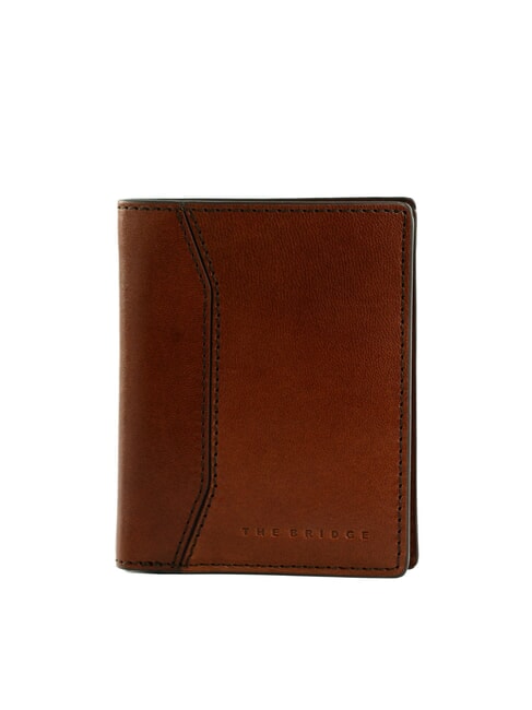 THE BRIDGE FILIPPO Vertical leather card holder Brown / Ruthenium - Men’s Wallets