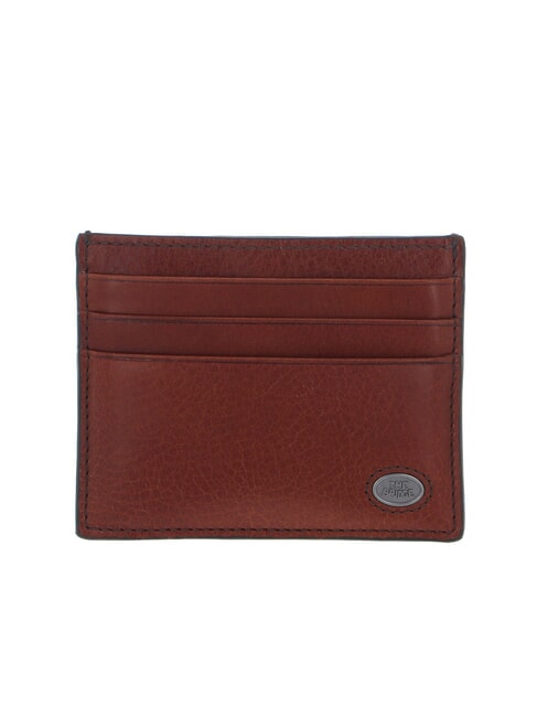 THE BRIDGE FABIO Flat leather card holder Brown / Ruthenium - Men’s Wallets