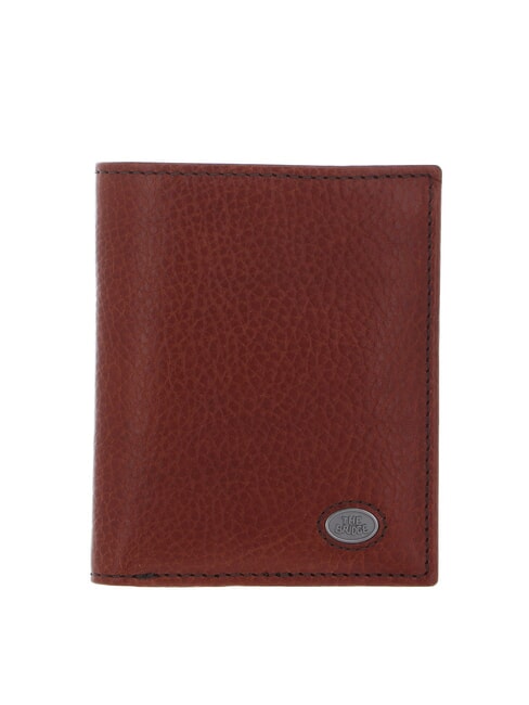THE BRIDGE FABIO Vertical leather card holder Brown / Ruthenium - Men’s Wallets
