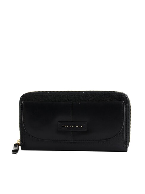 THE BRIDGE ELISABETTA Large leather wallet with pocket Black Gold - Women’s Wallets
