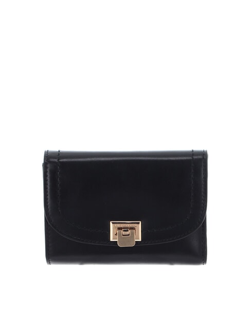 THE BRIDGE FEDERICA Medium Leather Wallet Black Gold - Women’s Wallets