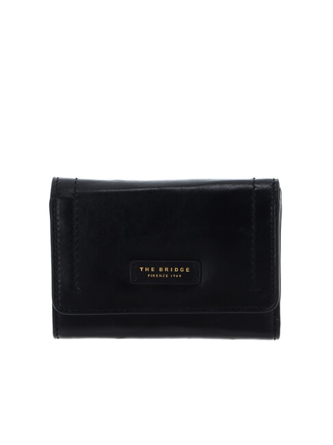 THE BRIDGE FIONA Compact leather wallet Black Gold - Women’s Wallets