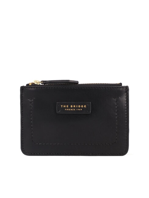 THE BRIDGE FIONA Leather card holder with coin purse Black Gold - Women’s Wallets