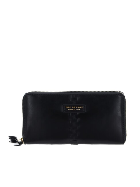 THE BRIDGE FEBE Large zip around leather wallet Black Gold - Women’s Wallets