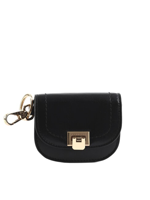 THE BRIDGE FEDERICA Leather coin purse with key ring Black Gold - Women’s Wallets