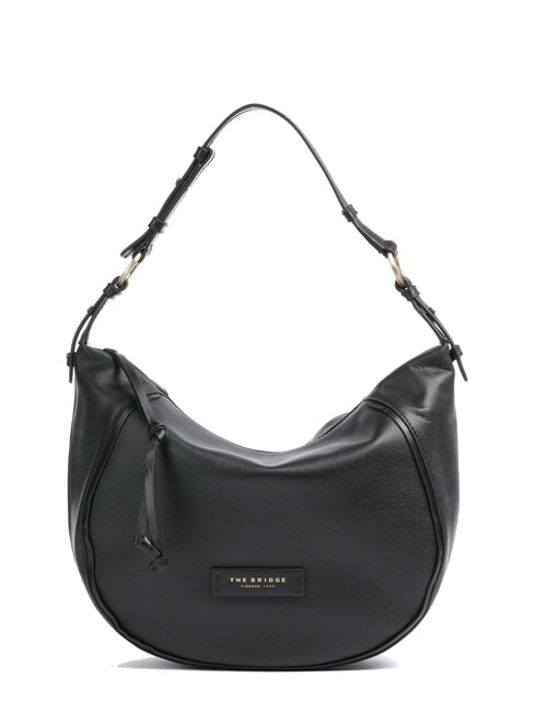 THE BRIDGE DOMITILLA Shoulder hobo bag, in leather Black Gold - Women’s Bags