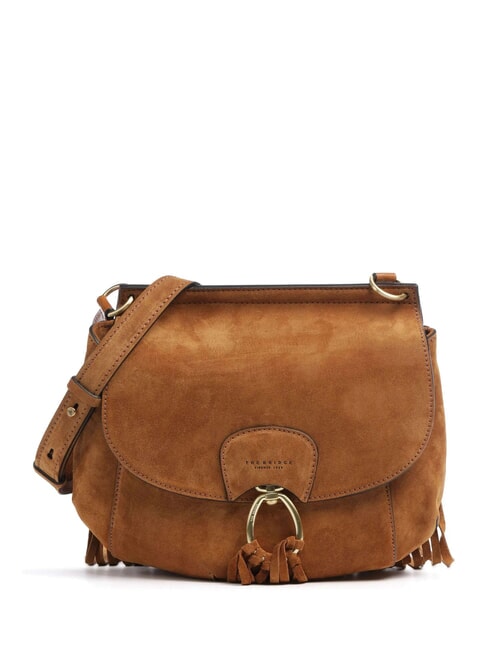THE BRIDGE ERICA Leather shoulder bag with fringes Cognac / Gold - Women’s Bags