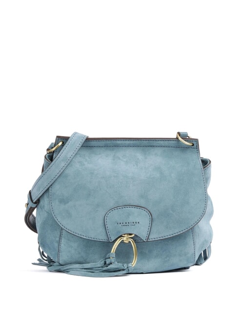 THE BRIDGE ERICA Leather shoulder bag with fringes sky with gold - Women’s Bags