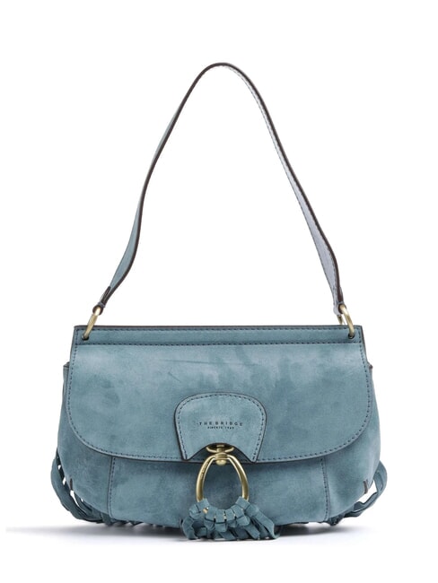 THE BRIDGE ERICA Leather shoulder bag with fringes sky with gold - Women’s Bags