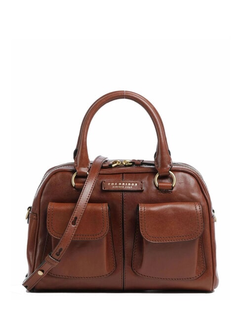 THE BRIDGE FLORA Leather satchel bag with pockets BROWN - Women’s Bags