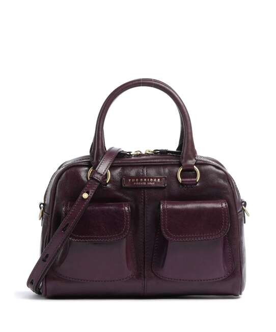 THE BRIDGE FLORA Leather satchel bag with pockets grape abb. gold - Women’s Bags