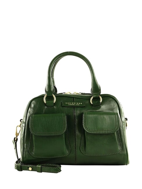 THE BRIDGE FLORA Leather satchel bag with pockets english green abb. gold - Women’s Bags