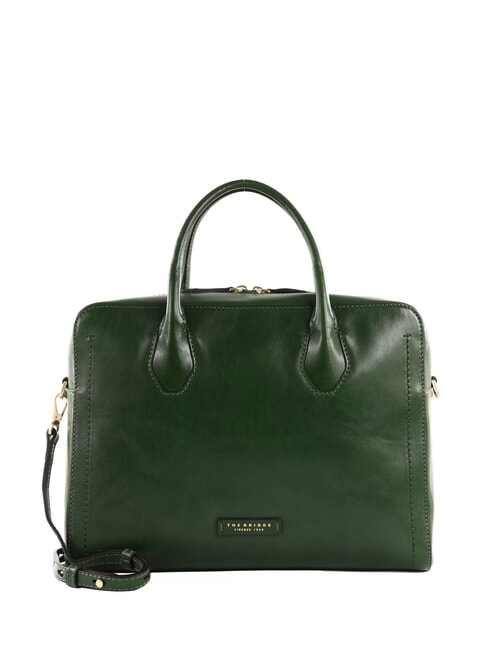 THE BRIDGE FIONA Leather briefcase for 14" laptop english green abb. gold - Work Briefcases