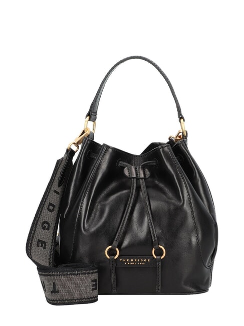THE BRIDGE FIAMMETTA Leather Bucket Bag Black Gold - Women’s Bags