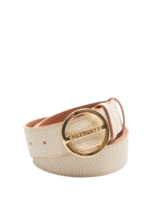 BORBONESE GRAFFITI Round buckle belt sand/coconut - Belts
