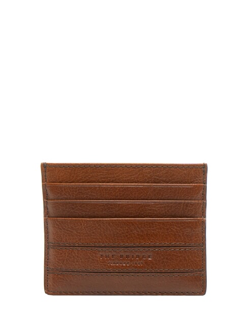 THE BRIDGE CESARE Flat leather card holder Brown / Palladium - Men’s Wallets
