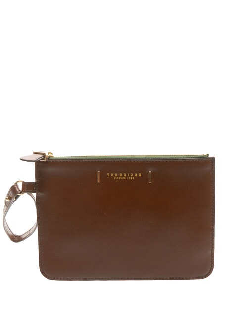 THE BRIDGE CHIARA Leather clutch bag BROWN - Women’s Bags