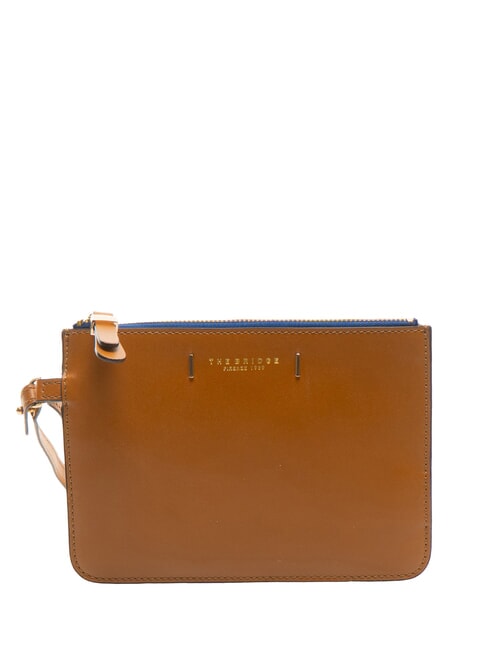 THE BRIDGE CHIARA Leather clutch bag Cognac / Gold - Women’s Bags