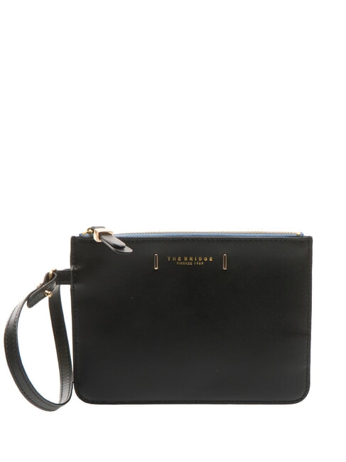 THE BRIDGE CHIARA Leather clutch bag Black Gold - Women’s Bags