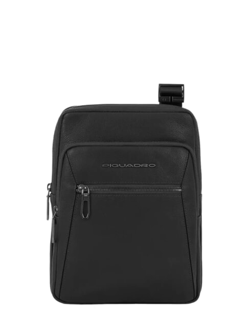 PIQUADRO RHINO Leather iPad 11" bag Black - Over-the-shoulder Bags for Men