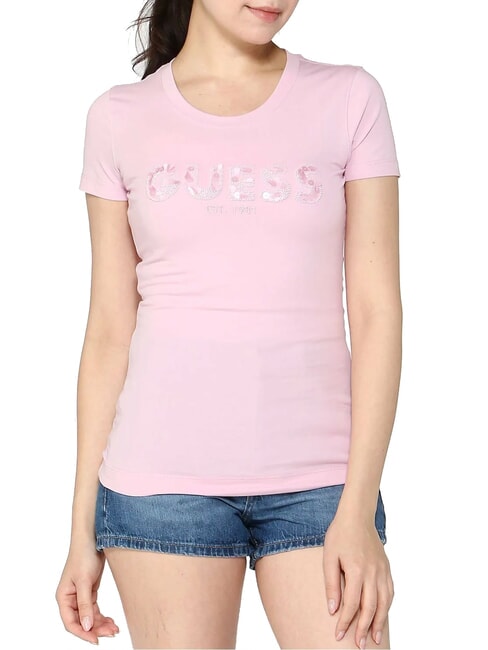 GUESS CN SS LOGO Short-sleeved T-shirt lilac cream - T-shirt