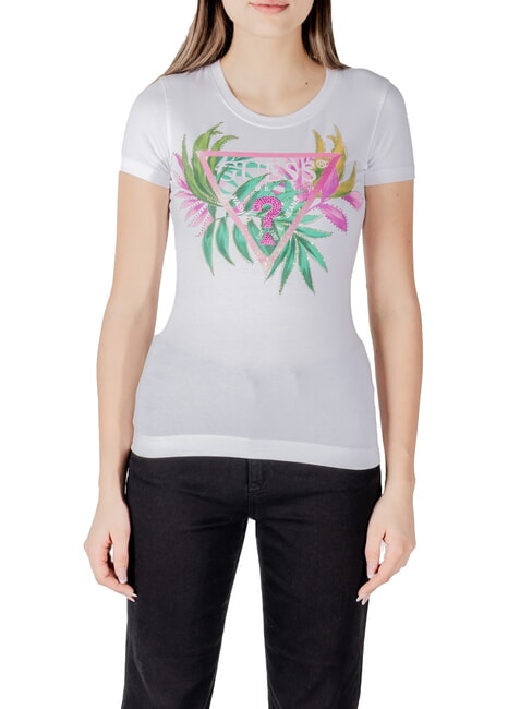 GUESS CN SS LEAF Short-sleeved T-shirt purwhite - T-shirt