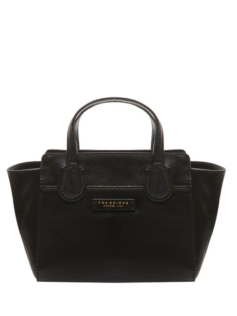 THE BRIDGE ELETTRA Leather handbag with shoulder strap Black Gold - Women’s Bags