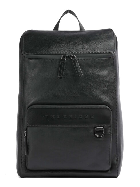 THE BRIDGE DAMIANO Leather backpack, 13" laptop holder black / dark matte ruthenium - Laptop backpacks