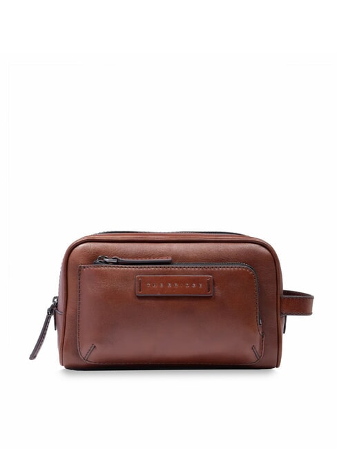 THE BRIDGE FILIPPO Leather beauty case Brown / Ruthenium - Beauty Case