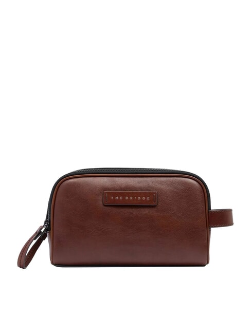 THE BRIDGE FILIPPO Leather beauty case Brown / Ruthenium - Beauty Case