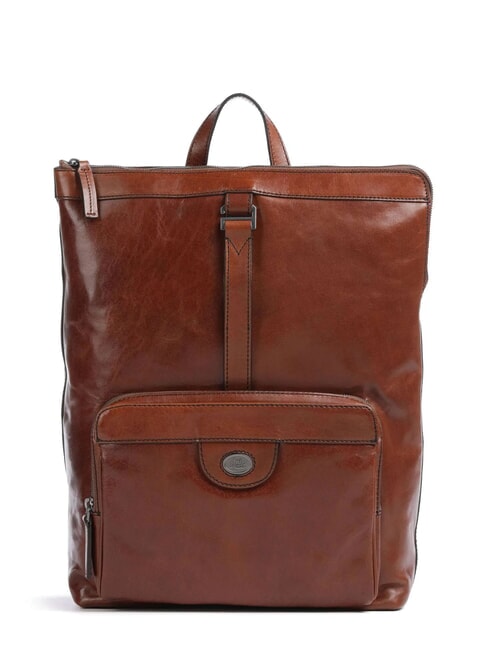 THE BRIDGE FABIO Leather backpack, 14" laptop holder Brown / Ruthenium - Laptop backpacks