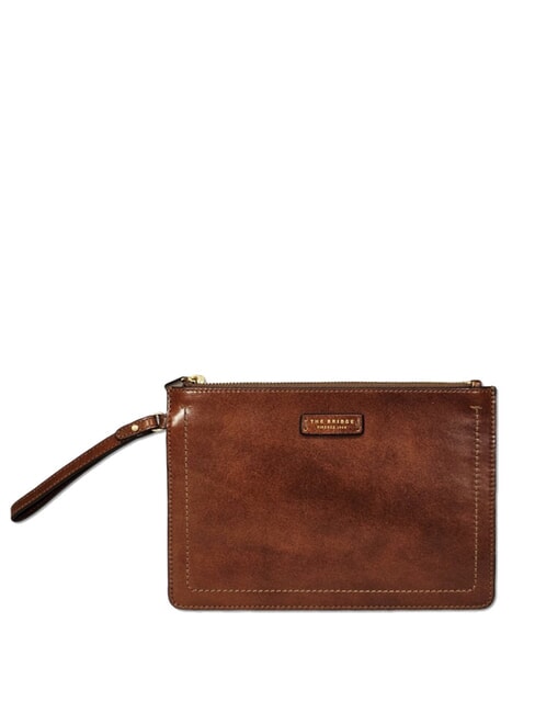 THE BRIDGE FIONA Flat leather clutch with cuff BROWN - Women’s Bags