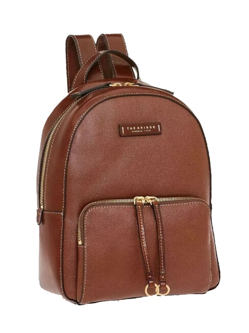 THE BRIDGE CARLOTTA Round leather backpack BROWN - Women’s Bags