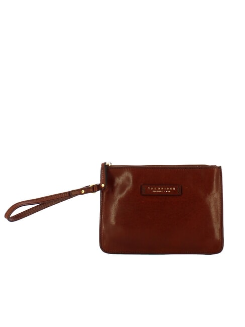 THE BRIDGE LEDA Leather clutch with cuff BROWN - Women’s Bags