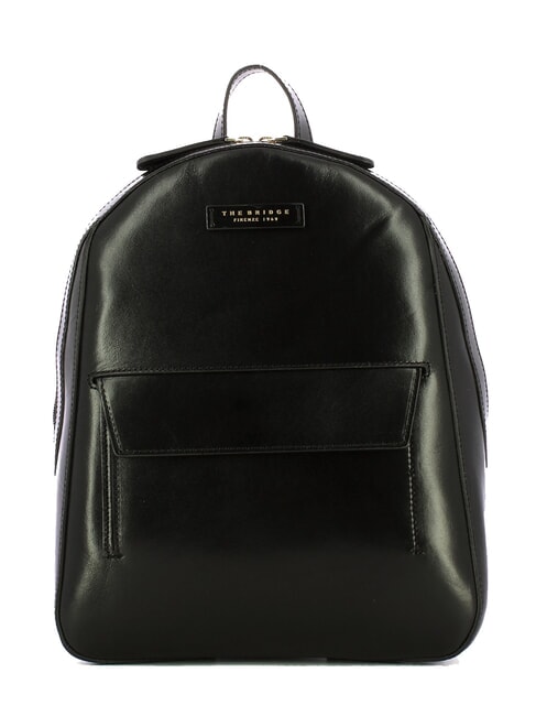 THE BRIDGE DIANA Smooth leather backpack with pocket Black Gold - Women’s Bags