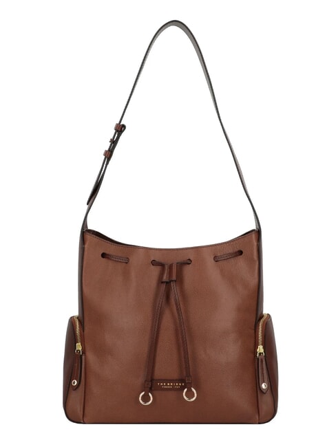 THE BRIDGE CARLOTTA Leather hobo bag with pockets BROWN - Women’s Bags