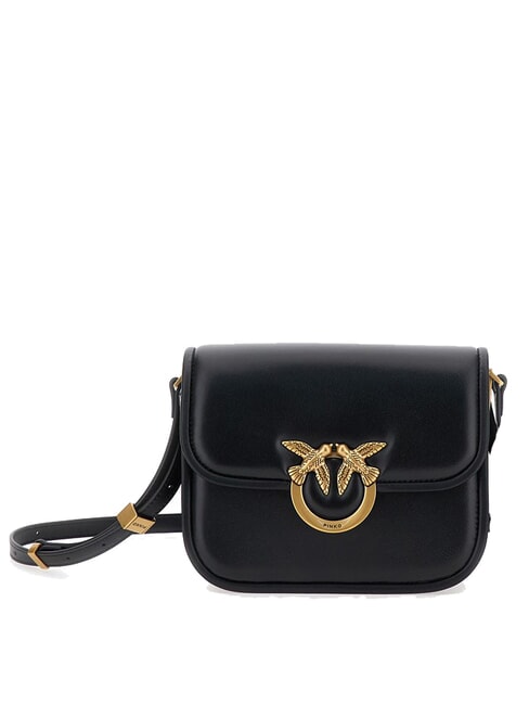 PINKO LOVE BOX Mini nappa bag with flap black-antique gold - Women’s Bags