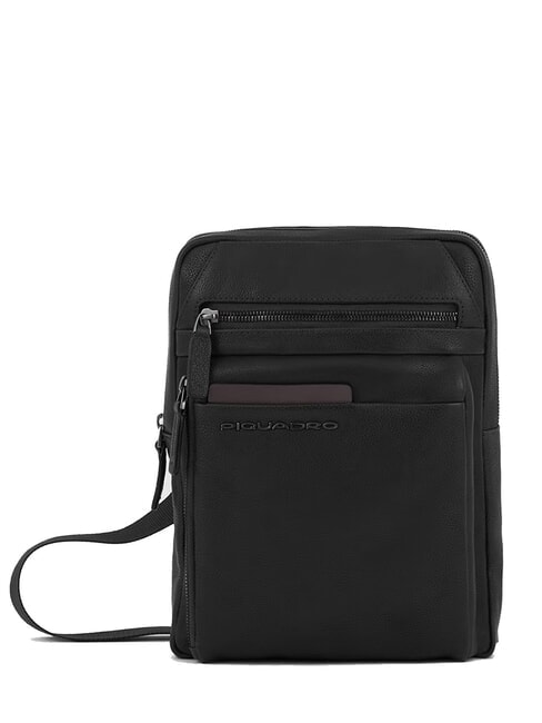 PIQUADRO PAAVO Large leather iPad bag Black - Over-the-shoulder Bags for Men