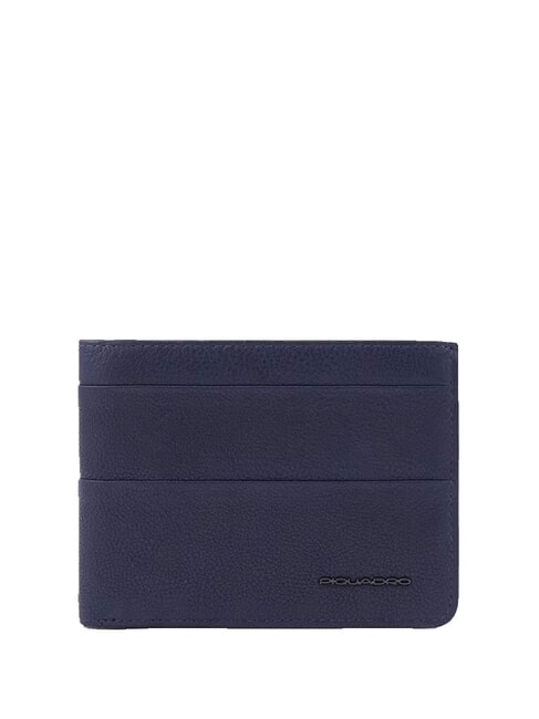 PIQUADRO PAAVO Leather coin wallet with flap blue - Men’s Wallets