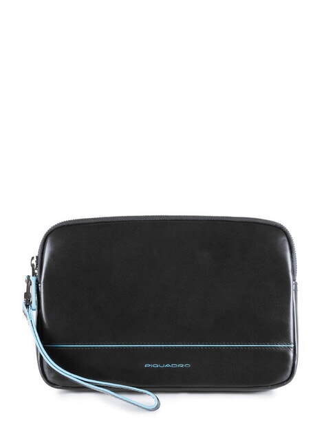 PIQUADRO BLUE SQUARE Leather clutch with cuff Black - Over-the-shoulder Bags for Men