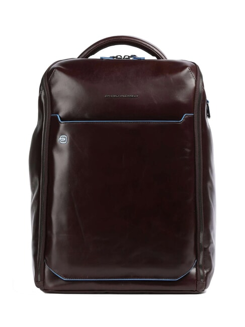 PIQUADRO BLUE SQUARE Leather backpack for 15.6" laptop MAHOGANY - Laptop backpacks